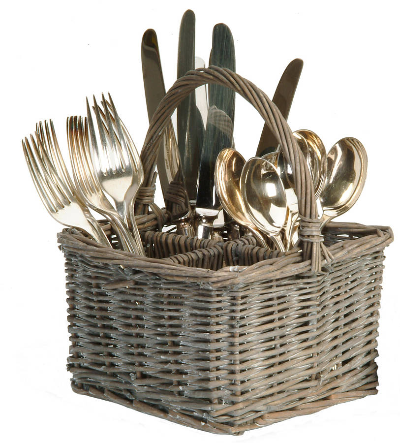 willow cutlery basket by the contemporary home